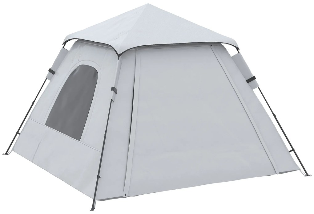 Outsunny Tenda de Campismo para 2-3 Pessoas Impermeável PU2000 mm Proteção UV50+ com Bolsa de Transporte 210x210x150 cm Prata