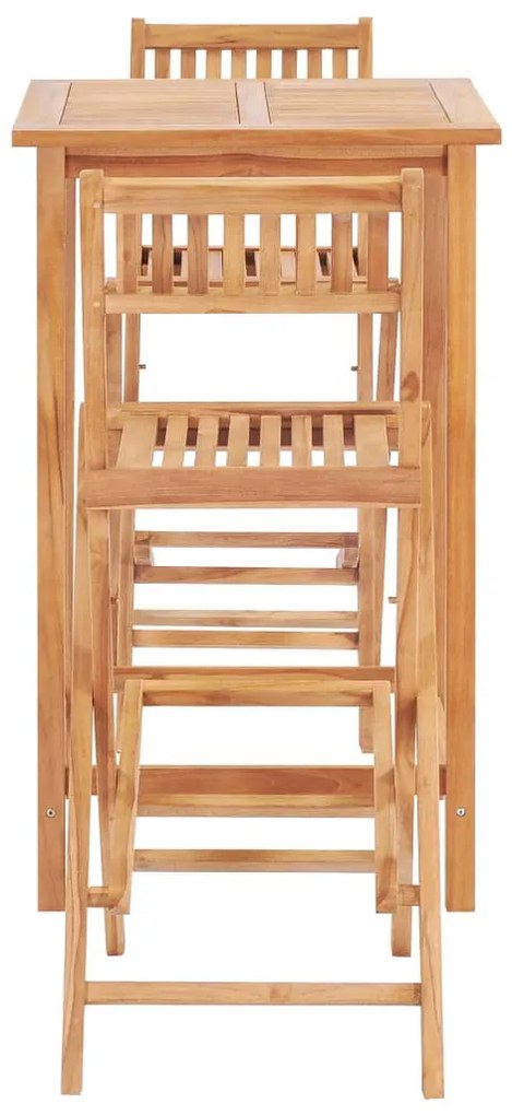3 pcs conjunto de bar em madeira de teca maciça