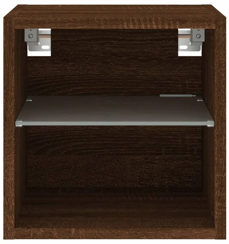 Móvel parede p/ TV c/ luzes LED 30x28,5x30cm carvalho castanho