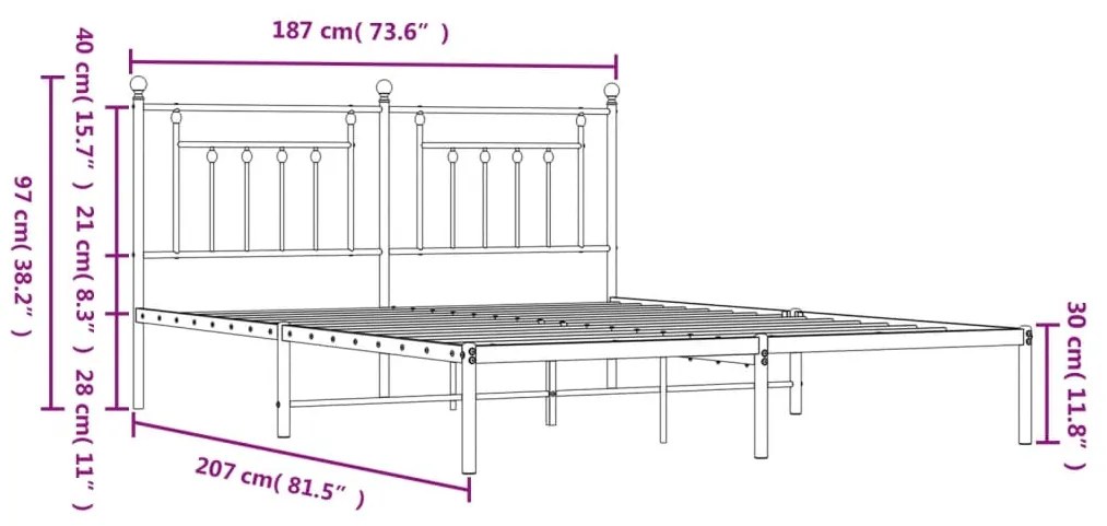 Estrutura de cama com cabeceira 180x200 cm metal branco