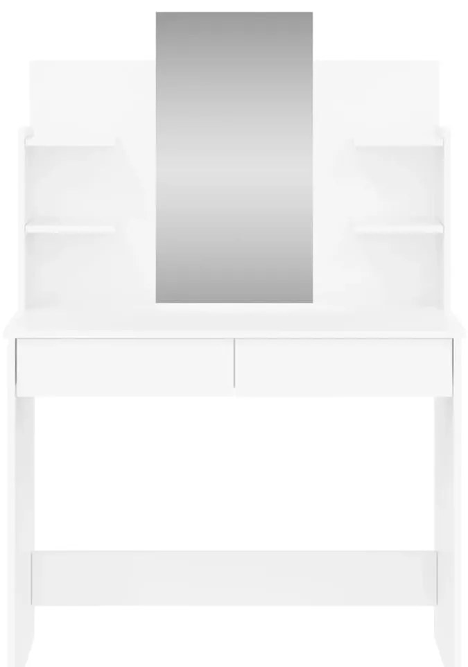 Toucador com espelho 96x39x142 cm branco brilhante