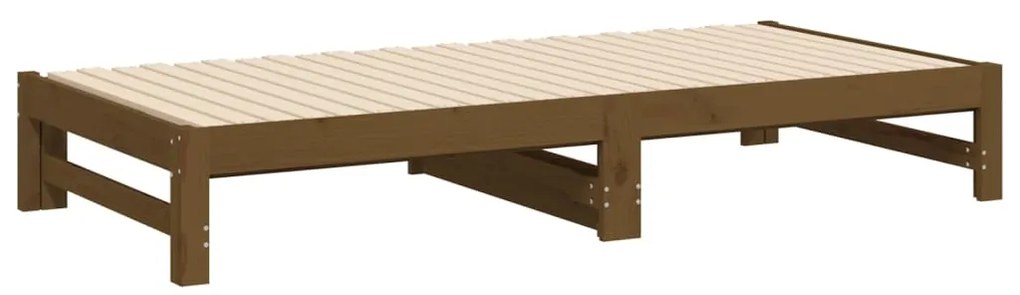 Estrutura sofá-cama de puxar 2x(90x190)cm pinho maciço castanho