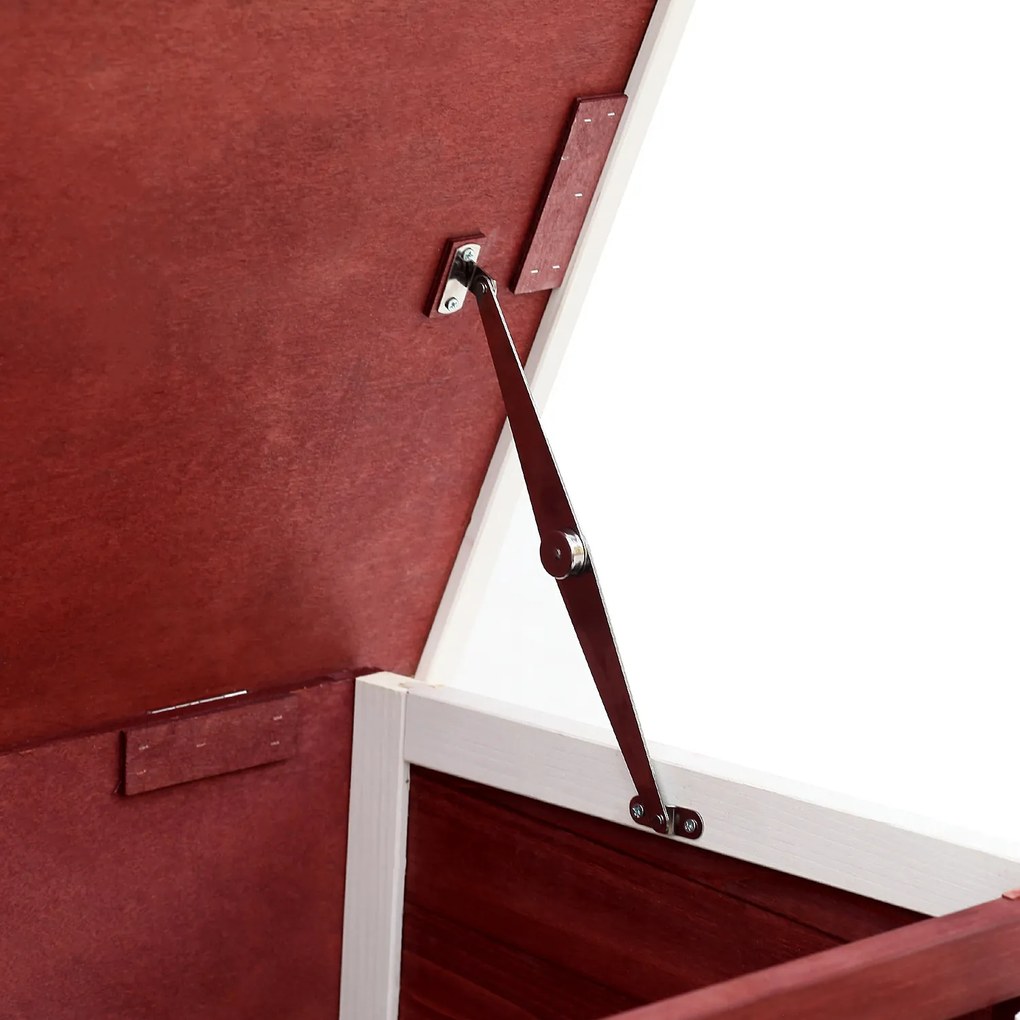Coelheira de Madeira Exterior de 2 Níveis Gaiola para Coelhos com Teto Asfáltico 4 Portas e Bandejas Removíveis 136x50x93cm Marrom Avermelhado
