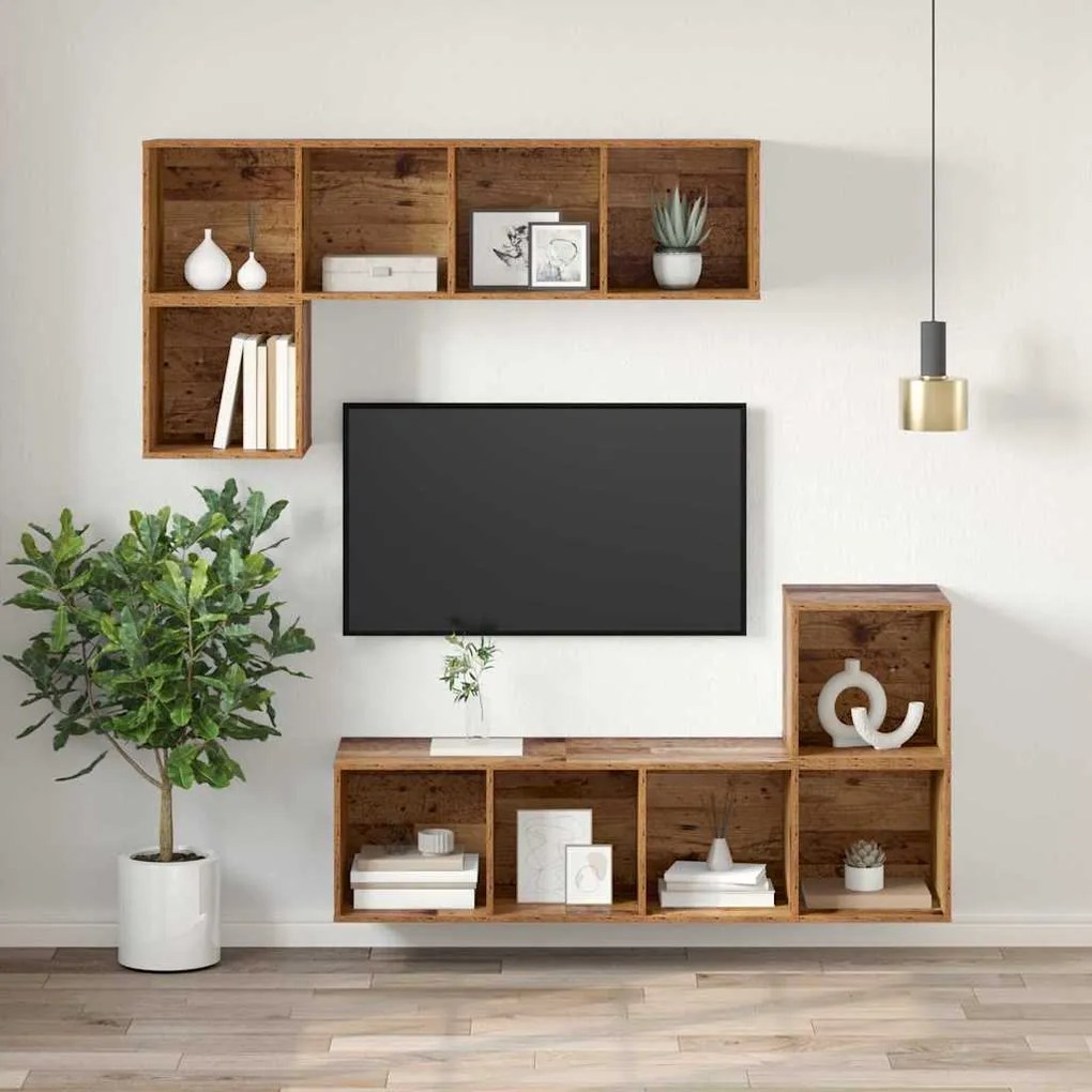 Gabinete para TV com prateleira Madeira antiga 37 x 37 x 107 cm