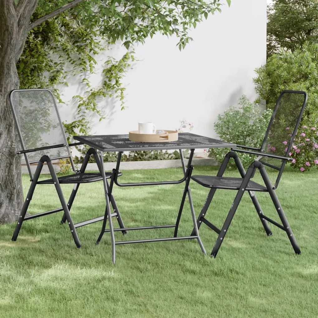 vidaXL Mesa de jardim 80x80x72 cm malha metal expandido antracite