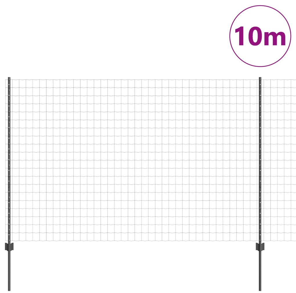 Cerca Euro com 10 Postes U Cinza 1,5x10 m Aço