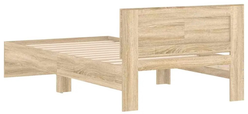 Cama sem colchão com cabeceira 100x200 cm carvalho sonoma