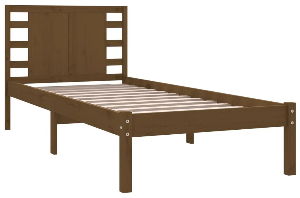 Estrutura de cama 100x200 cm pinho maciço castanho mel