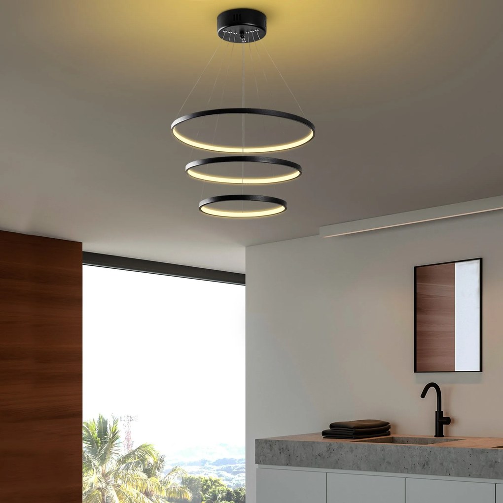 Candeeiro de Teto LED "Simit" Regulável – Preto – 50x50x80 cm – Design