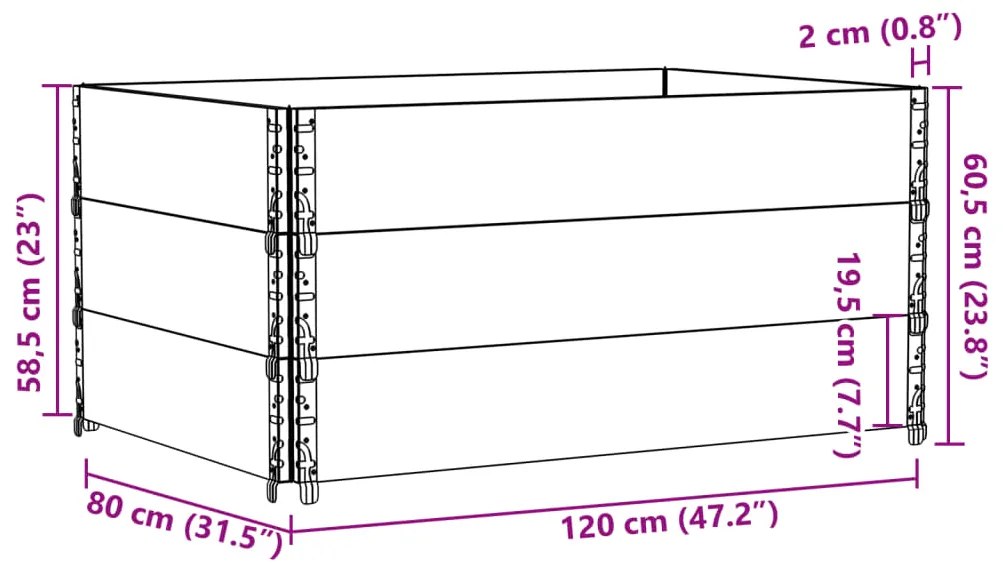 Vaso/floreira para jardim 120x80 cm pinho maciço preto