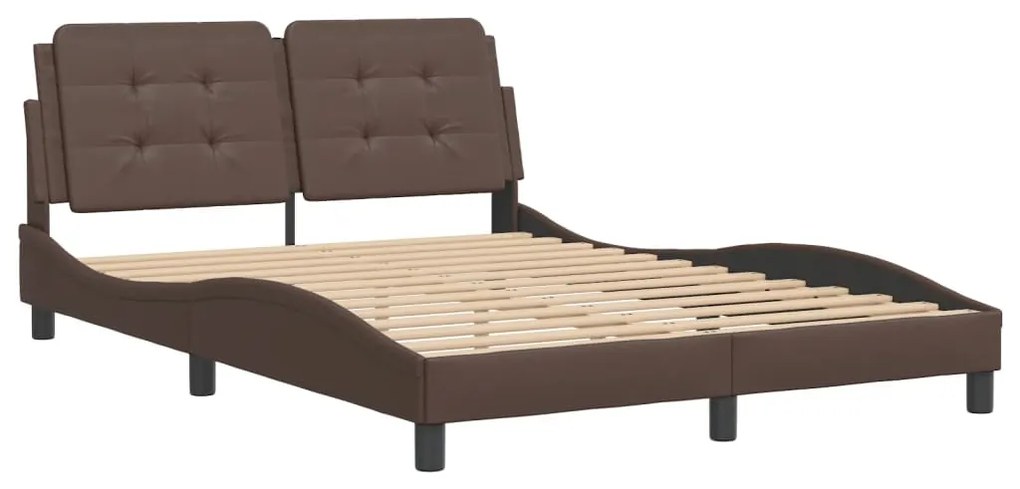 Estrutura cama c/ cabeceira 120x200cm couro artificial castanho
