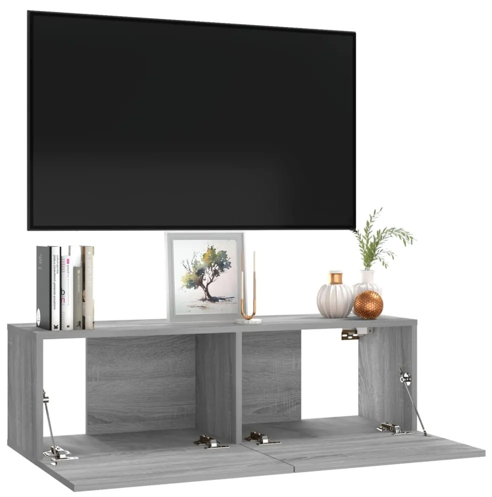 Móvel parede TV 100x30x30 cm derivados de madeira cinza sonoma