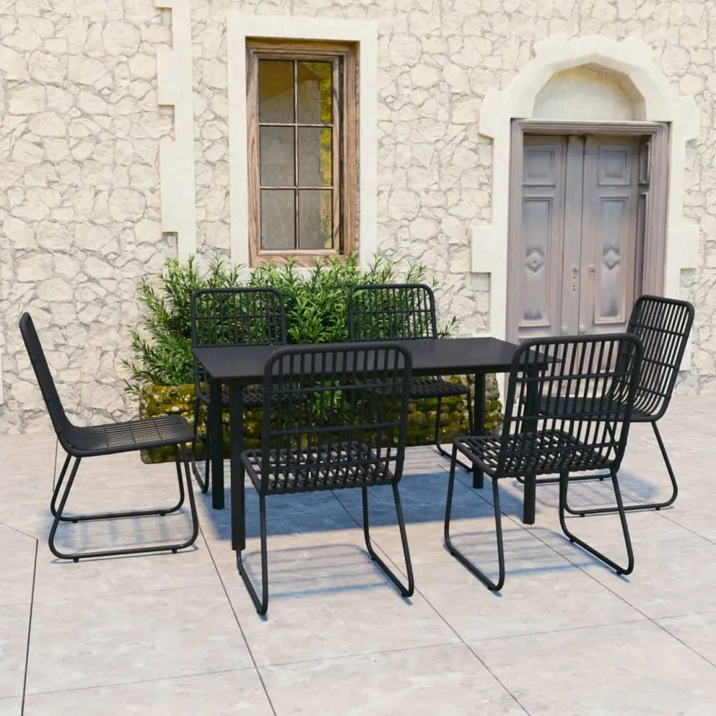 vidaXL 7 pcs conjunto de jantar para exterior vime PE e vidro