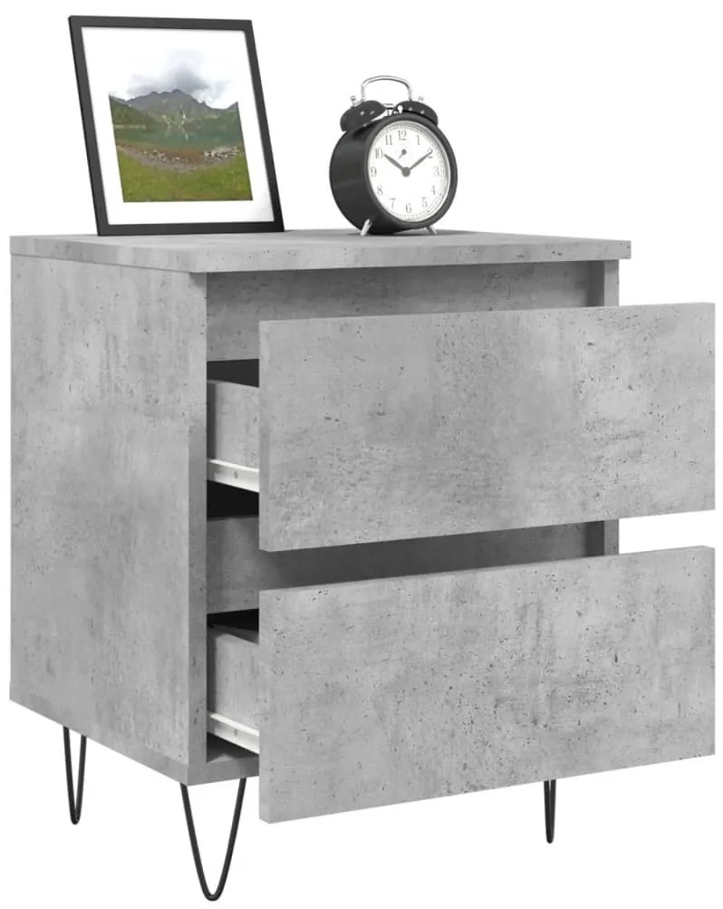 Mesa de cabeceira 40x35x50cm derivados madeira cinzento cimento