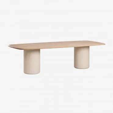 Rectangular Dining Table 270x110 Cm In Acacia Wood Leighton Marrom Acácia Claro & Beige Tapioca - Sklum