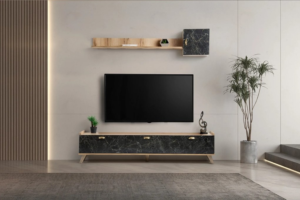 Unidade TV Sumer – Carvalho e Mármore – 178x34,6x44,8 cm