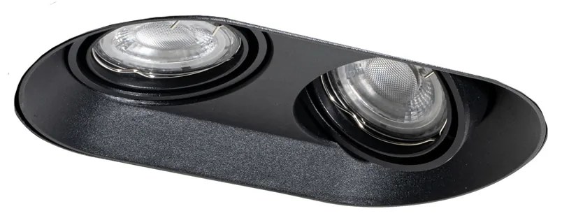 Foco embutido arredondado preto GU10 50mm 2-luzes - Hubs