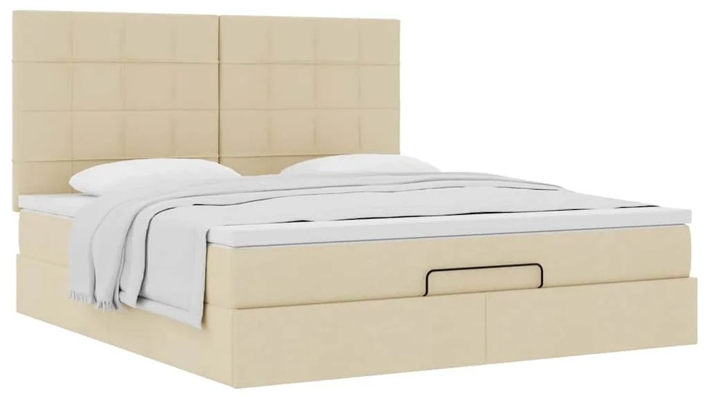Estrutura de cama otomana com creme de colchão 180x200cm tecido