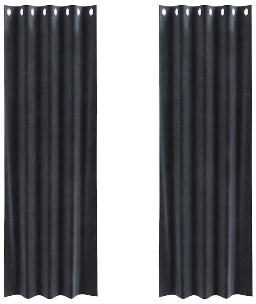 Cortinas Blackout vidaXL com Ilhós 2 pcs Veludo Cinza Escuro