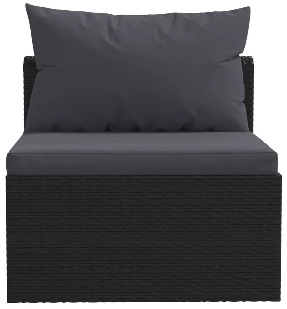 7 pcs conjunto lounge de jardim c/ almofadões vime PE preto