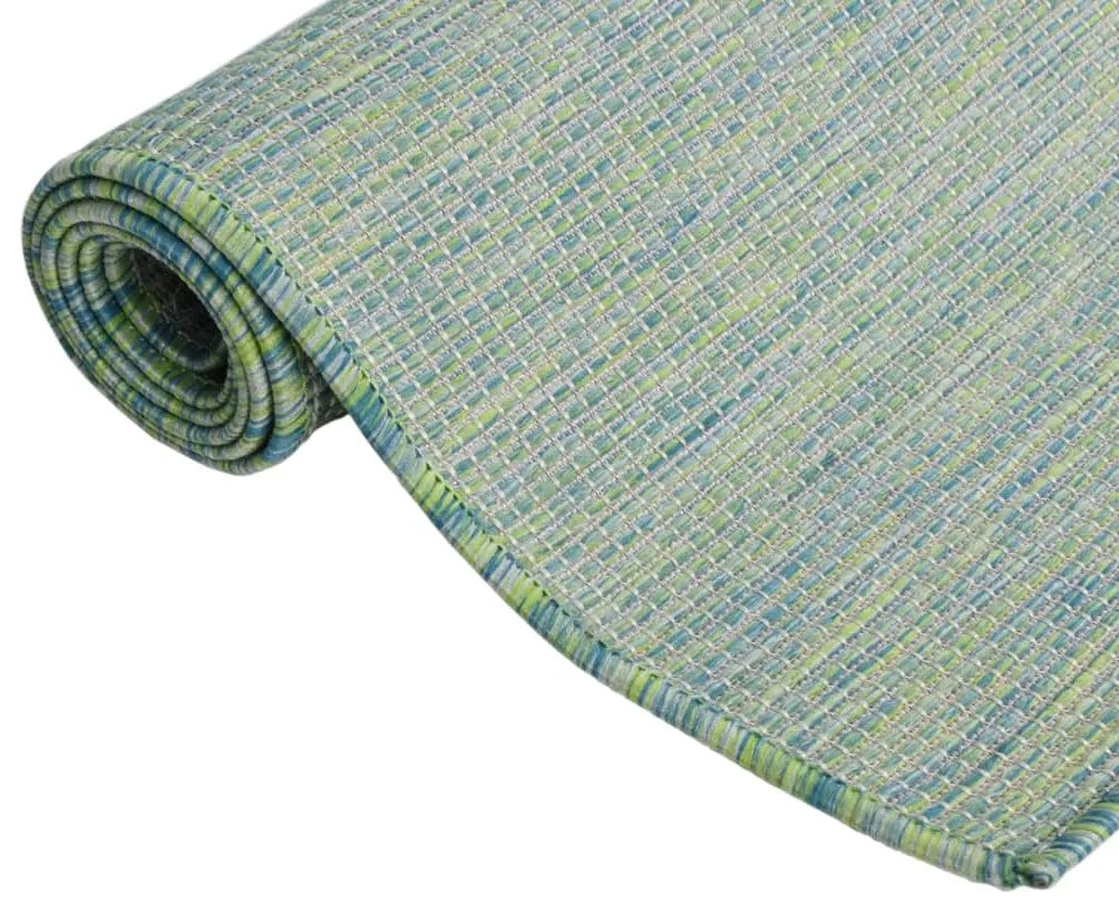 Tapete de tecido plano para exterior 200x280 cm turquesa