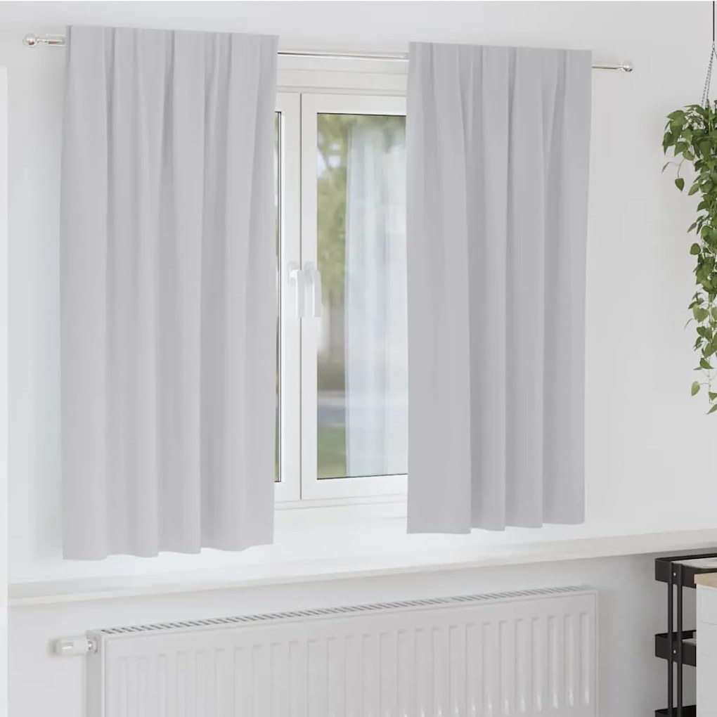 vidaXL Cortinas com cortinas 2 pcs Cinzento-claro Poliéster