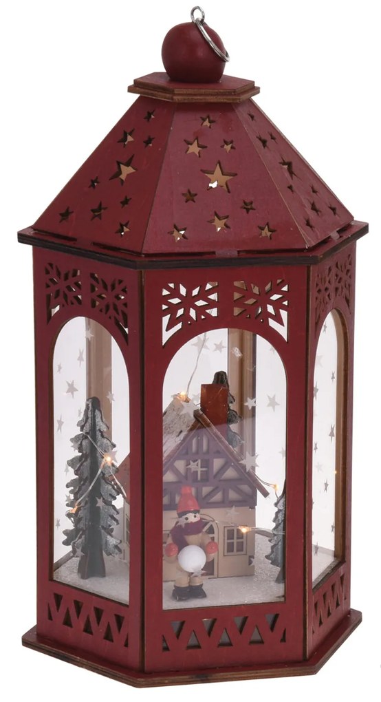 Lanterna Cena de Natal Vermelho 16X14X29CM