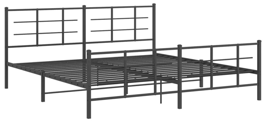 Estrutura de cama com cabeceira e pés 200x200 cm metal preto
