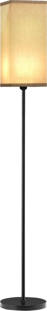 Candeeiro de pé para sala de estar com abajur bege com efeito de linho e interruptor de pé Ø 25 x 161,5 cm preto