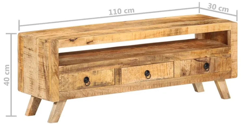 Móvel de TV 110x30x40 cm madeira de mangueira maciça