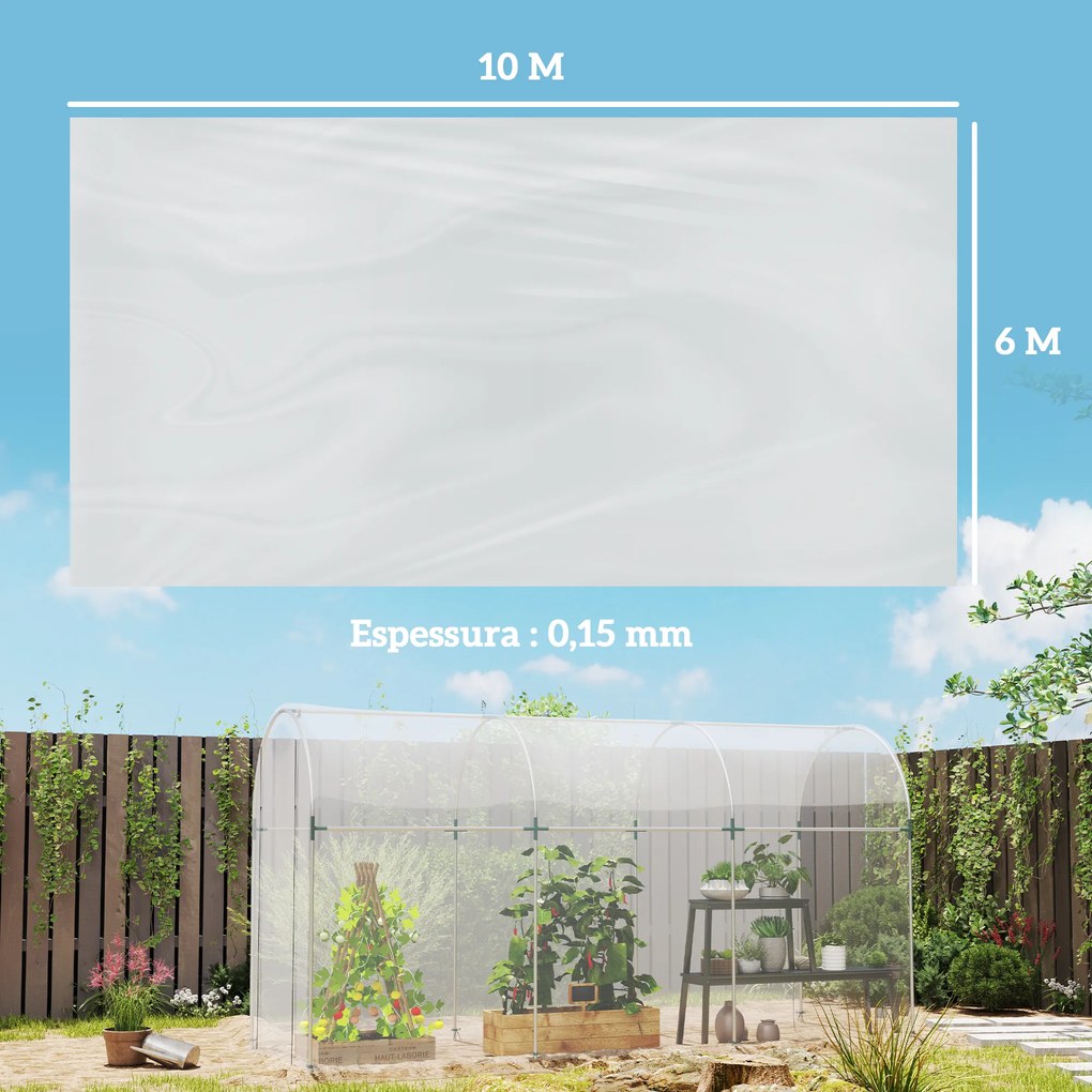 Cobertura de Substituição para Estufa 6x10 m (NÃO INCLUIDA) de Polipropileno para Horta Plantas Agricultura Jardim Tranparente