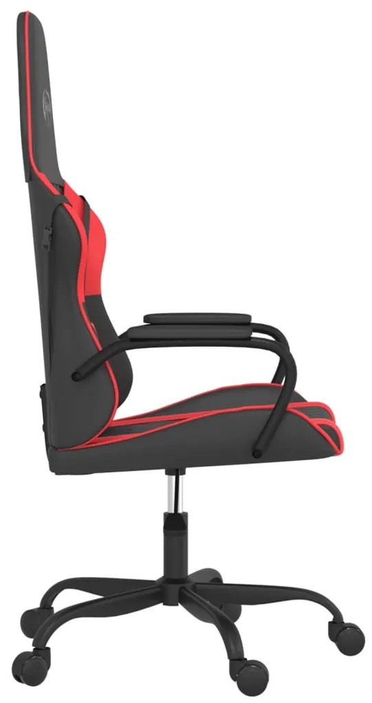 Cadeira gaming massagens couro artificial preto e vermelho