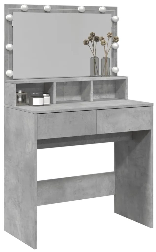 Toucador com LED 80x41x134,5 cm cinzento cimento