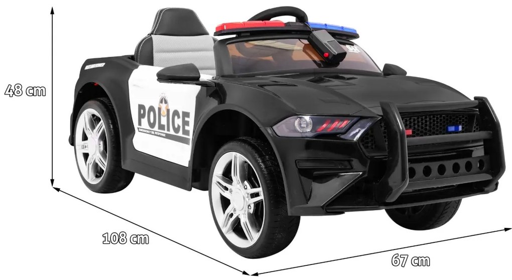 Carro elétrico para Crianças 12V GT Sport Policia Rodas Eva, Assento de couro