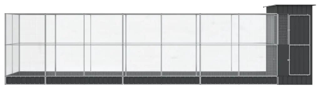 Aviário com extensão 830x203x216 cm aço prateado
