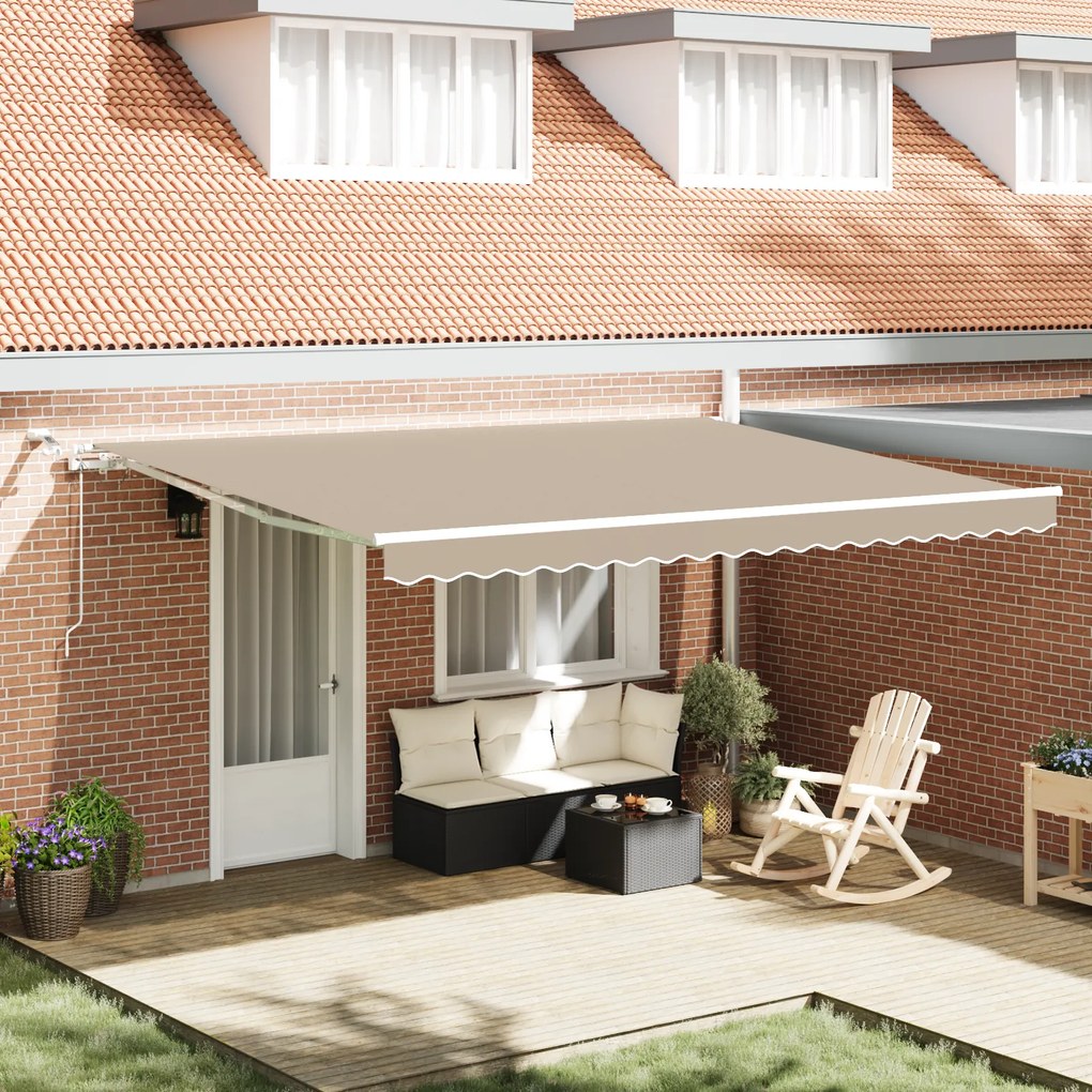 vidaXL Toldo Retrátil Automático com LED Bege 450x300 cm