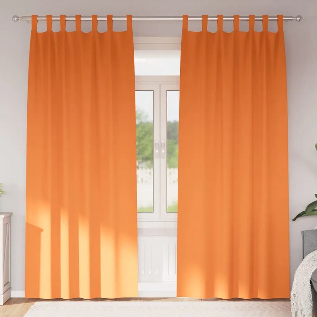 vidaXL Cortinas 2 pcs Laranja Brilhante 245 x 140 cm Poliéster