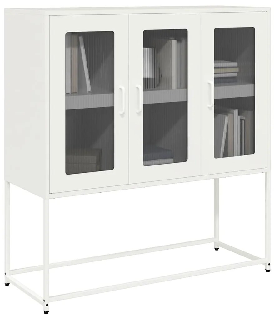 vidaXL Aparador 100,5x39x107 cm aço laminado a frio branco