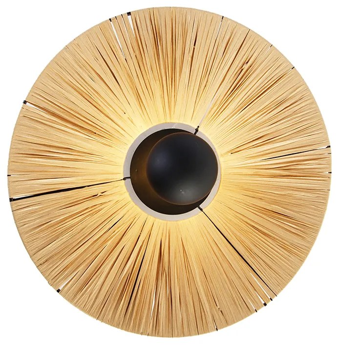 Candeeiro de parede rústico preto com corda 45 cm - Leia