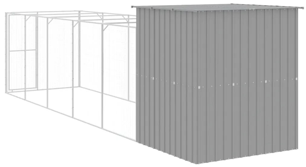 Casota cães c/ parque 165x659x181 cm aço galvaniz. cinza-claro