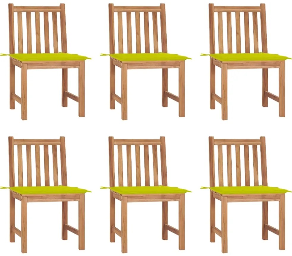 Cadeiras de jardim 6 pcs c/ almofadões madeira de teca maciça