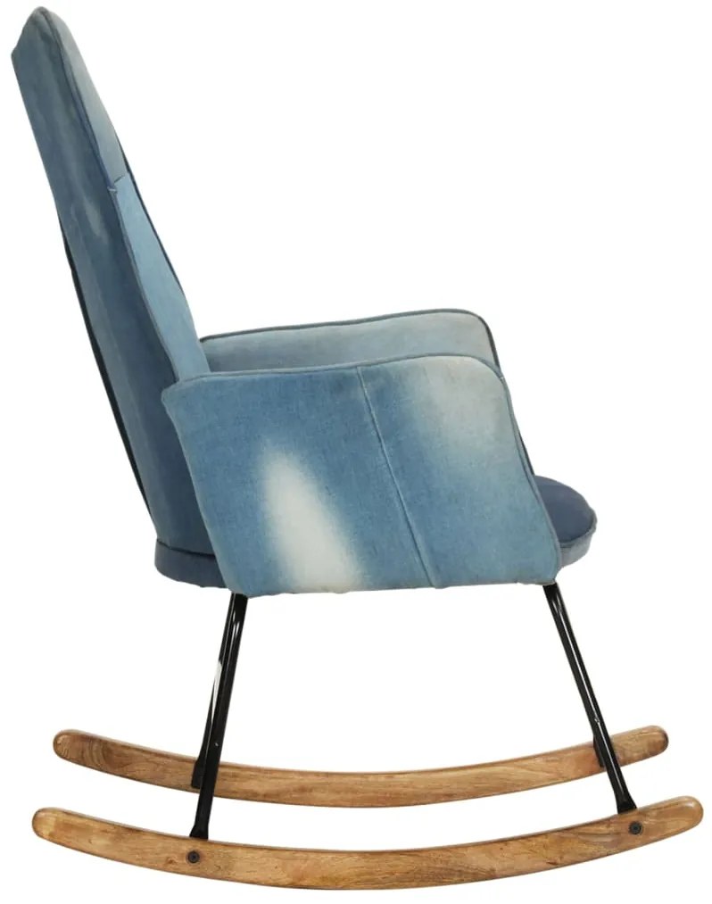 Cadeira de baloiço remendos lona azul denim
