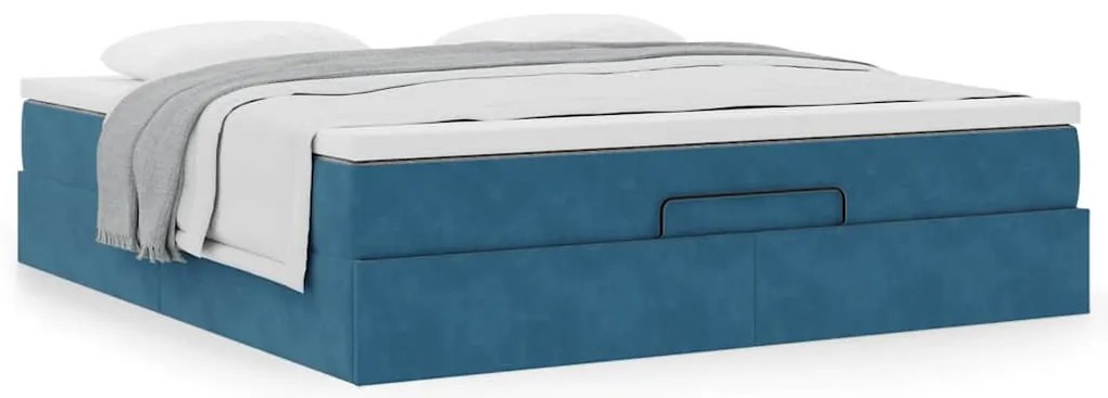 Estrutura de cama otomana com colchão 160x200 cm azul escuro