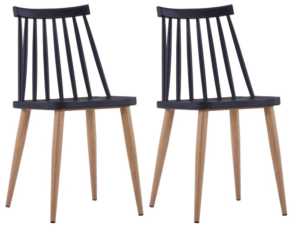 vidaXL Cadeiras de jantar 2 pcs plástico preto