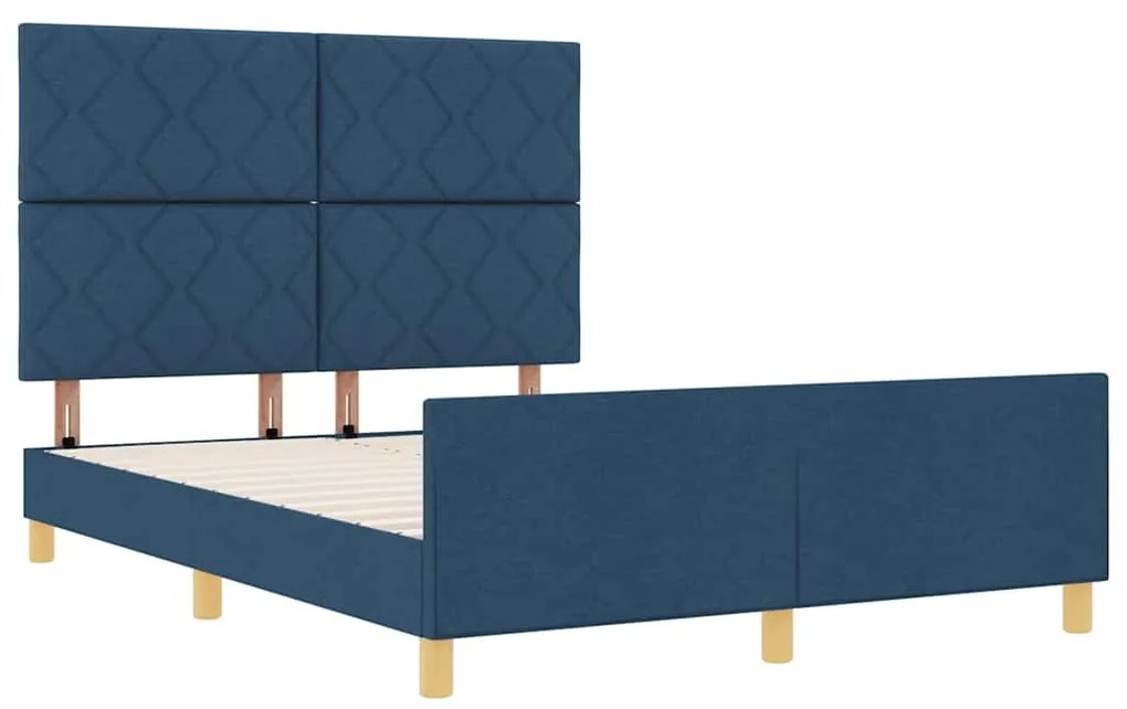 Estrutura de Cama vidaXL Azul 140x190 cm Tecido
