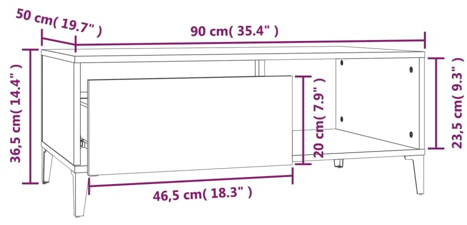 Mesa de centro 90x50x36,5 cm derivados de madeira branco