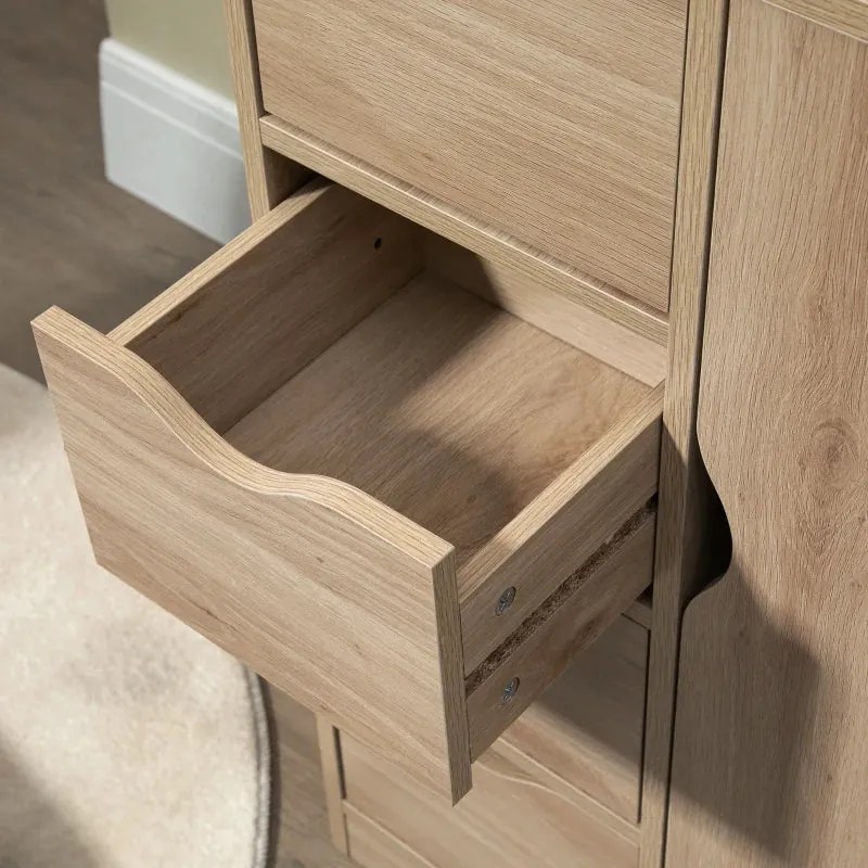 Aparador Ally - Cor Castanho - Com 4 Gavetas e 1 Porta - 54x29x83cm -
