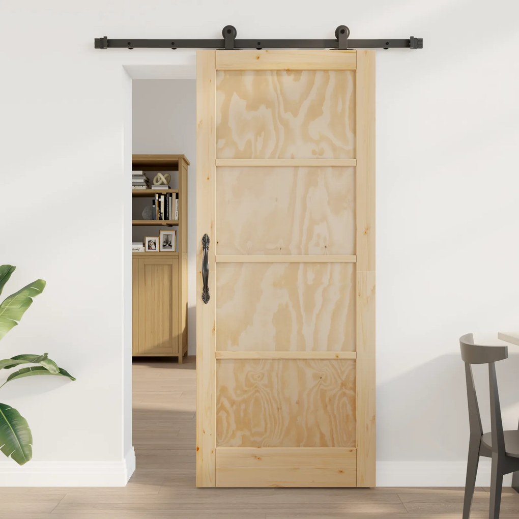 Porta Deslizante vidaXL com Conjunto de Ferragens 'ORKDAL'Madeira Maciça de Pinho