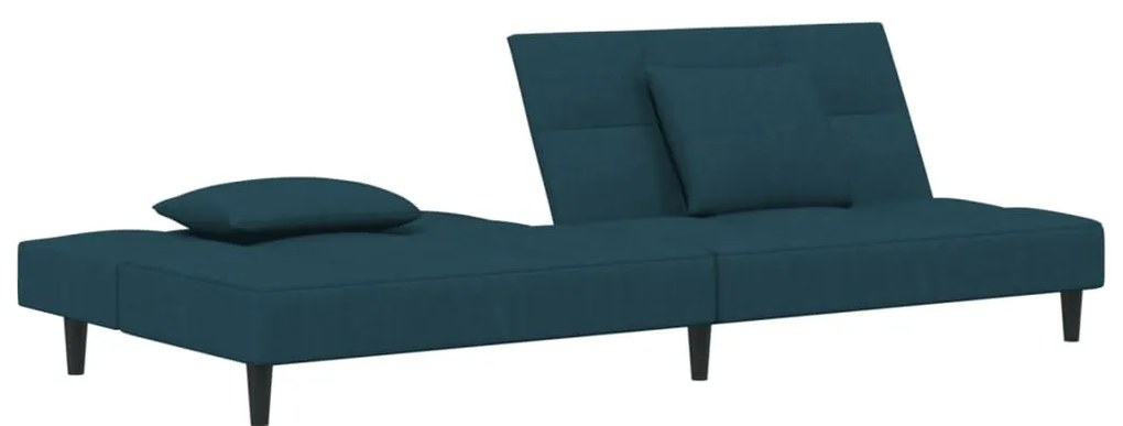 Sofá-cama 2 lugares com duas almofadas veludo azul