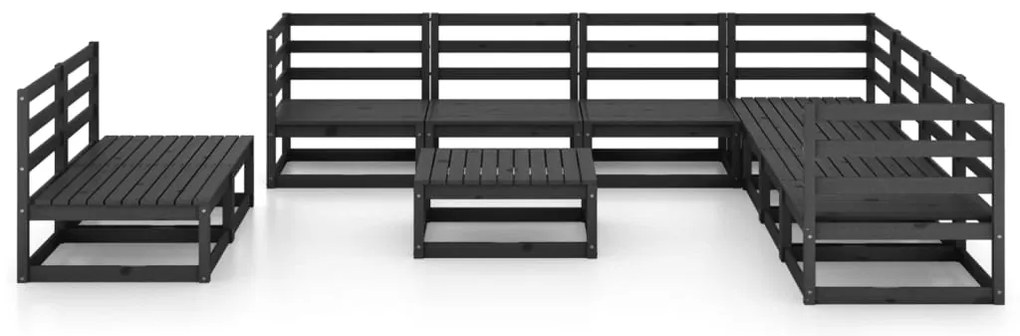 10 pcs conjunto lounge de jardim pinho maciço preto